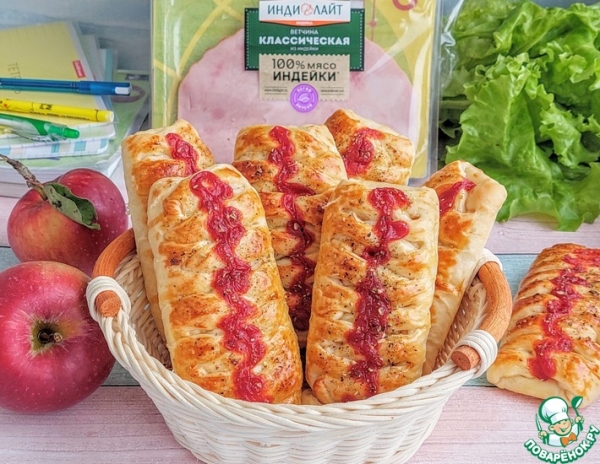 Пирожки с ветчиной, омлетом и сыром Пирожки с ветчиной, омлетом и сыром