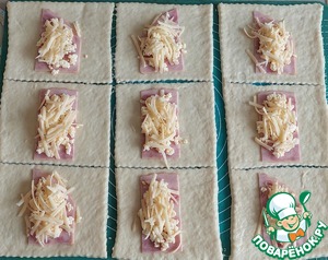 Пирожки с ветчиной, омлетом и сыром Пирожки с ветчиной, омлетом и сыром