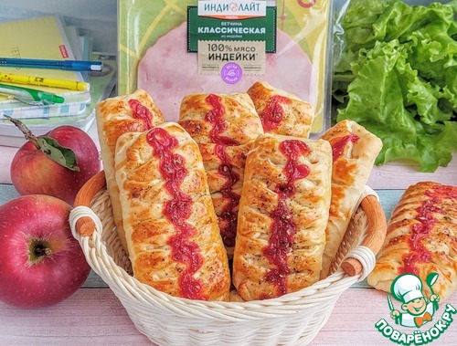 Пирожки с ветчиной, омлетом и сыром Пирожки с ветчиной, омлетом и сыром