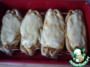 Блинные "лодочки" с ветчиной и сыром