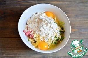 Кабачковые оладьи с колбасой и сыром Кабачковые оладьи с колбасой и сыром