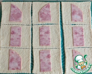 Пирожки с ветчиной, омлетом и сыром Пирожки с ветчиной, омлетом и сыром