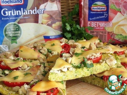 Кабачковая пицца "Два сыра" с курицей
