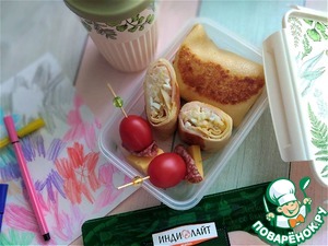 Блины с рисом, яйцом и ветчиной Блины с рисом, яйцом и ветчиной