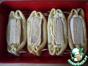 Блинные "лодочки" с ветчиной и сыром