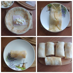 Блины с рисом, яйцом и ветчиной Блины с рисом, яйцом и ветчиной