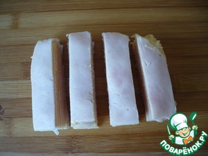 Блинные "лодочки" с ветчиной и сыром