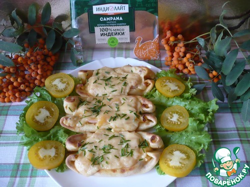 Блинные "лодочки" с ветчиной и сыром