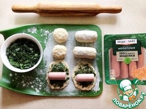 Пирожки с сосиской на творожном тесте Пирожки с сосиской на творожном тесте