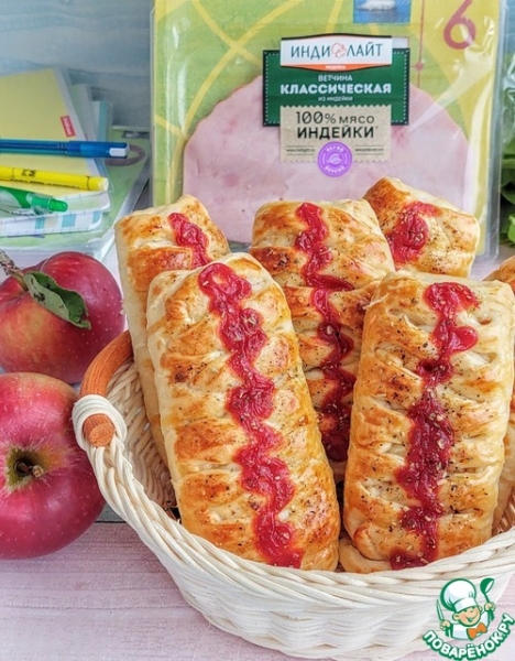 Пирожки с ветчиной, омлетом и сыром Пирожки с ветчиной, омлетом и сыром