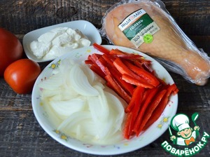 Бефстроганов с копчёной индейкой и овощами