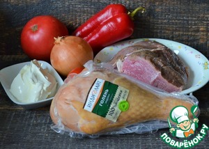 Бефстроганов с копчёной индейкой и овощами