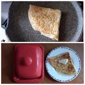 Тонкие ажурные дрожжевые блины с ветчиной