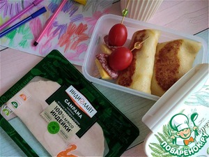 Блины с рисом, яйцом и ветчиной Блины с рисом, яйцом и ветчиной