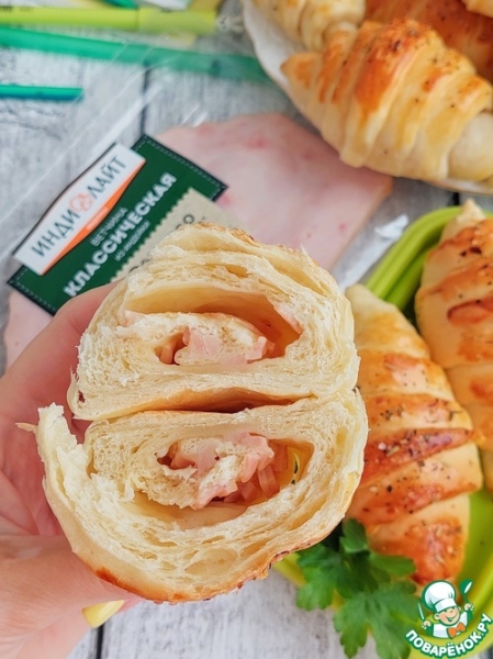Круассаны с ветчиной и сыром Круассаны с ветчиной и сыром