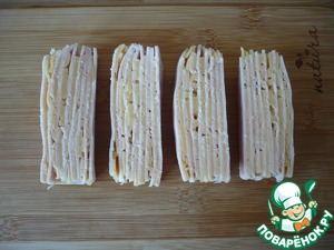 Блинные "лодочки" с ветчиной и сыром