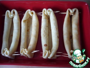 Блинные "лодочки" с ветчиной и сыром