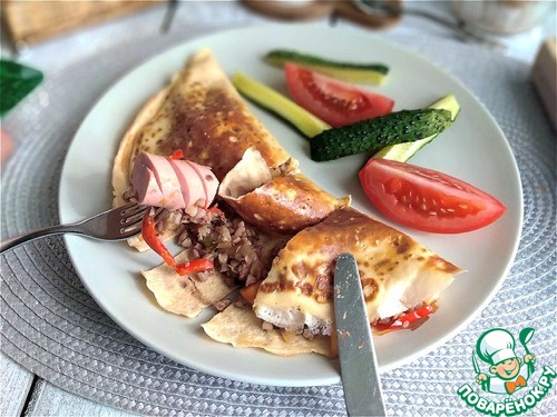 Фаршированный яичный блин