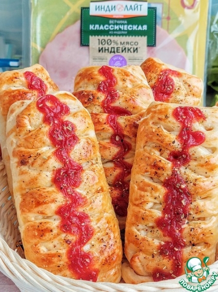 Пирожки с ветчиной, омлетом и сыром Пирожки с ветчиной, омлетом и сыром