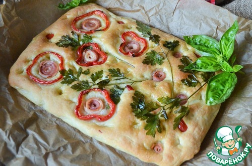 Фокачча с перцем и беконом из индейки Фокачча с перцем и беконом из индейки