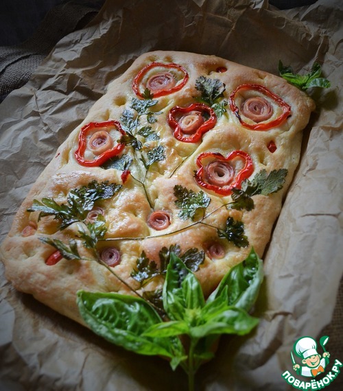 Фокачча с перцем и беконом из индейки Фокачча с перцем и беконом из индейки