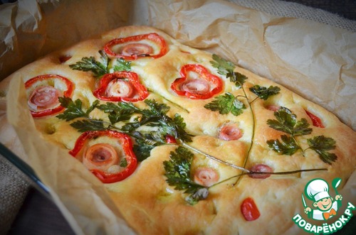 Фокачча с перцем и беконом из индейки Фокачча с перцем и беконом из индейки