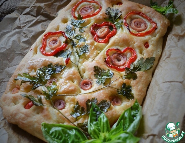 Фокачча с перцем и беконом из индейки Фокачча с перцем и беконом из индейки