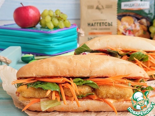 Хот-дог с наггетсами из индейки Хот-дог с наггетсами из индейки