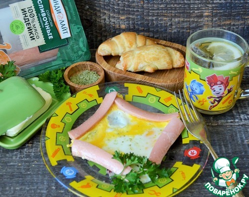 Яичница с сосисками "Весёлая геометрия" Яичница с сосисками "Весёлая геометрия"