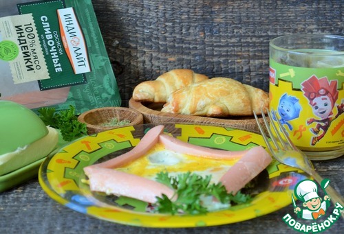 Яичница с сосисками "Весёлая геометрия" Яичница с сосисками "Весёлая геометрия"