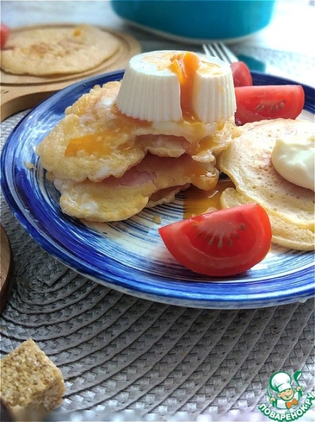 Колбаса в кляре с яйцом-пашот Колбаса в кляре с яйцом-пашот