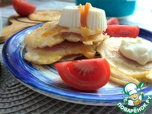 Колбаса в кляре с яйцом-пашот Колбаса в кляре с яйцом-пашот