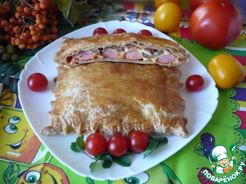 Конвертики из слоеного теста с сосисками Конвертики из слоеного теста с сосисками