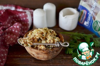 Лепешка с салатом из копченой курицы