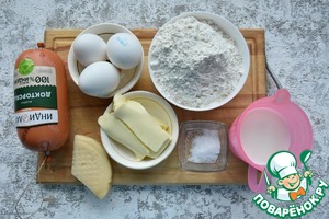 Мини пончики с колбасой и сыром Мини пончики с колбасой и сыром