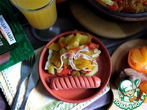 Овощи, запечённые с ветчиной и сосисками Овощи, запечённые с ветчиной и сосисками