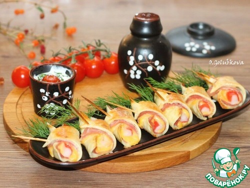 Рогалики с ветчиной, сыром и крабовыми палочками Рогалики с ветчиной, сыром и крабовыми палочками