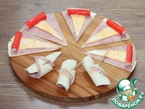 Рогалики с ветчиной, сыром и крабовыми палочками Рогалики с ветчиной, сыром и крабовыми палочками