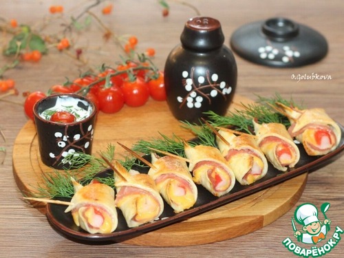 Рогалики с ветчиной, сыром и крабовыми палочками Рогалики с ветчиной, сыром и крабовыми палочками