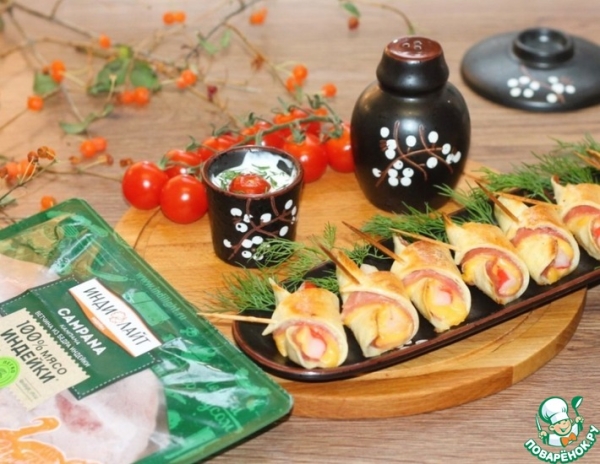 Рогалики с ветчиной, сыром и крабовыми палочками Рогалики с ветчиной, сыром и крабовыми палочками