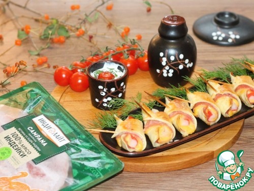 Рогалики с ветчиной, сыром и крабовыми палочками Рогалики с ветчиной, сыром и крабовыми палочками