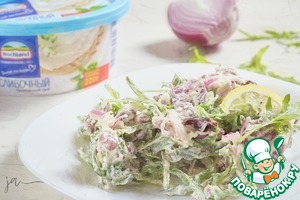 Салат с фасолью и творожным сыром