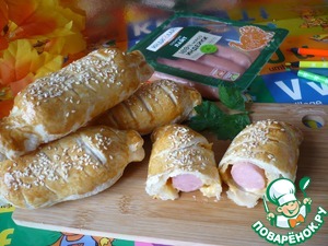 Слоечки "Конфетки" с сосисками в школу Слоечки "Конфетки" с сосисками в школу