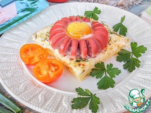 Сосиски "Солнышки", запеченные с картофельным пюре Сосиски "Солнышки", запеченные с картофельным пюре