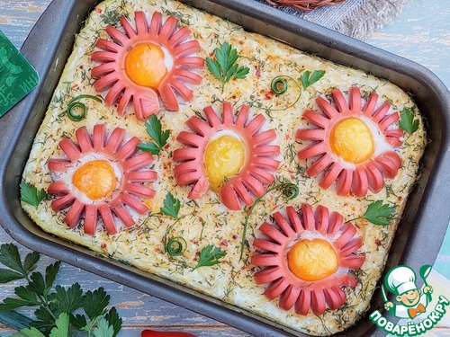 Сосиски "Солнышки", запеченные с картофельным пюре Сосиски "Солнышки", запеченные с картофельным пюре