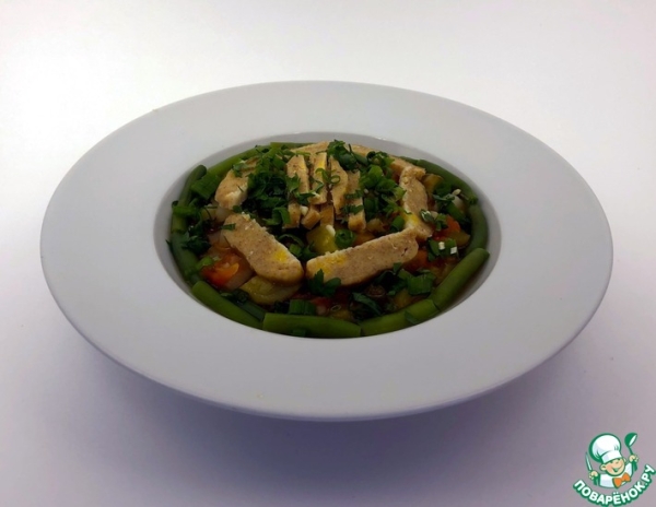 Тушеные овощи с кукурузными клецками