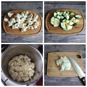 Жареные капуста и кабачки с сосисками