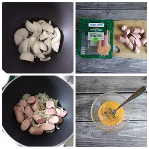 Жареные капуста и кабачки с сосисками