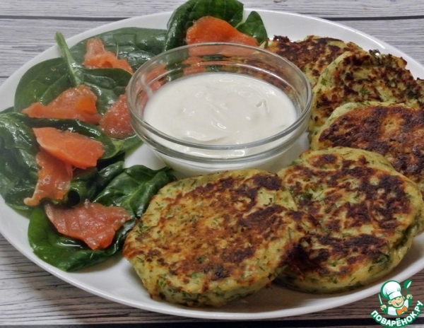 Драники с малосольной форелью Драники с малосольной форелью