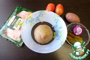 Галета с картофелем, помидорами и ветчиной Галета с картофелем, помидорами и ветчиной